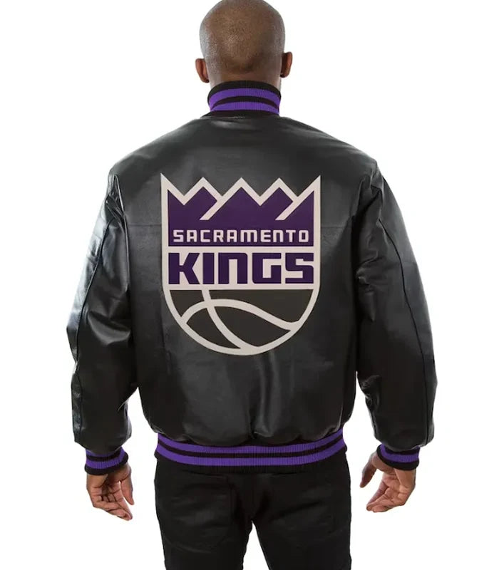 Varsity Sacramento Kings Black Leather Jacket