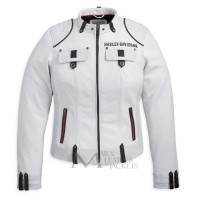 Harley Davidson Motorcycle Cottonwood Women White Jacket