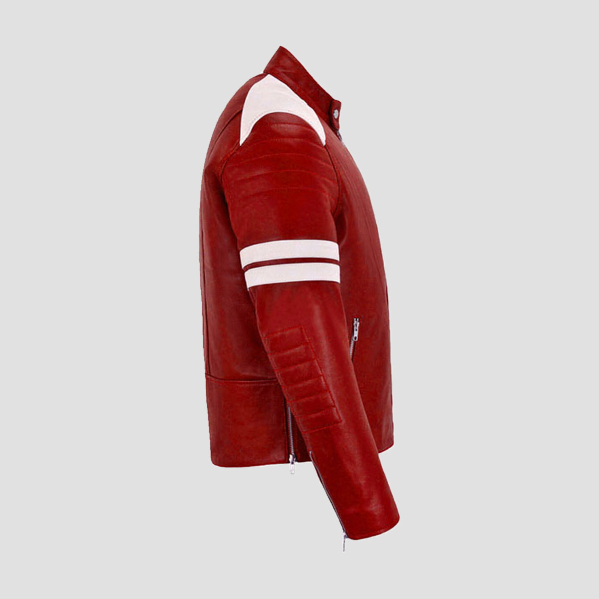 Cafe Racer Leather Biker Jacket - Image 3